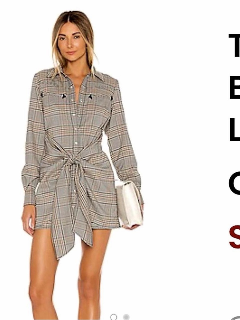 L'Academie Plaid Tie-Front Mini Dress - Gray & Tan